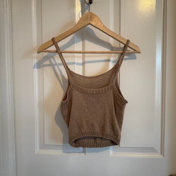Hand knit Cropped Camisole Tank, Size Small - Picture 2 of 3
